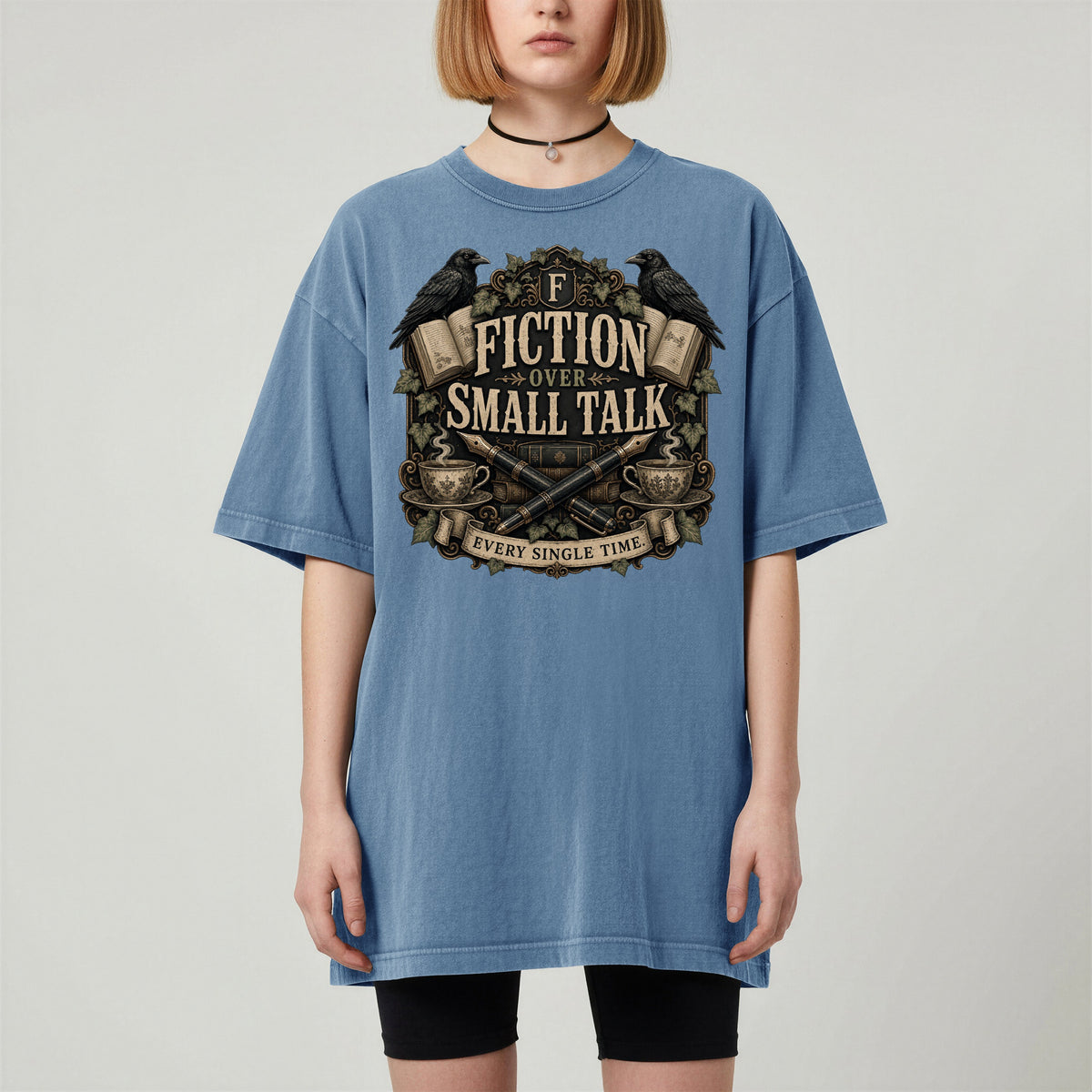Fiction Over Small Talk — Introvert Dark Academia Tee