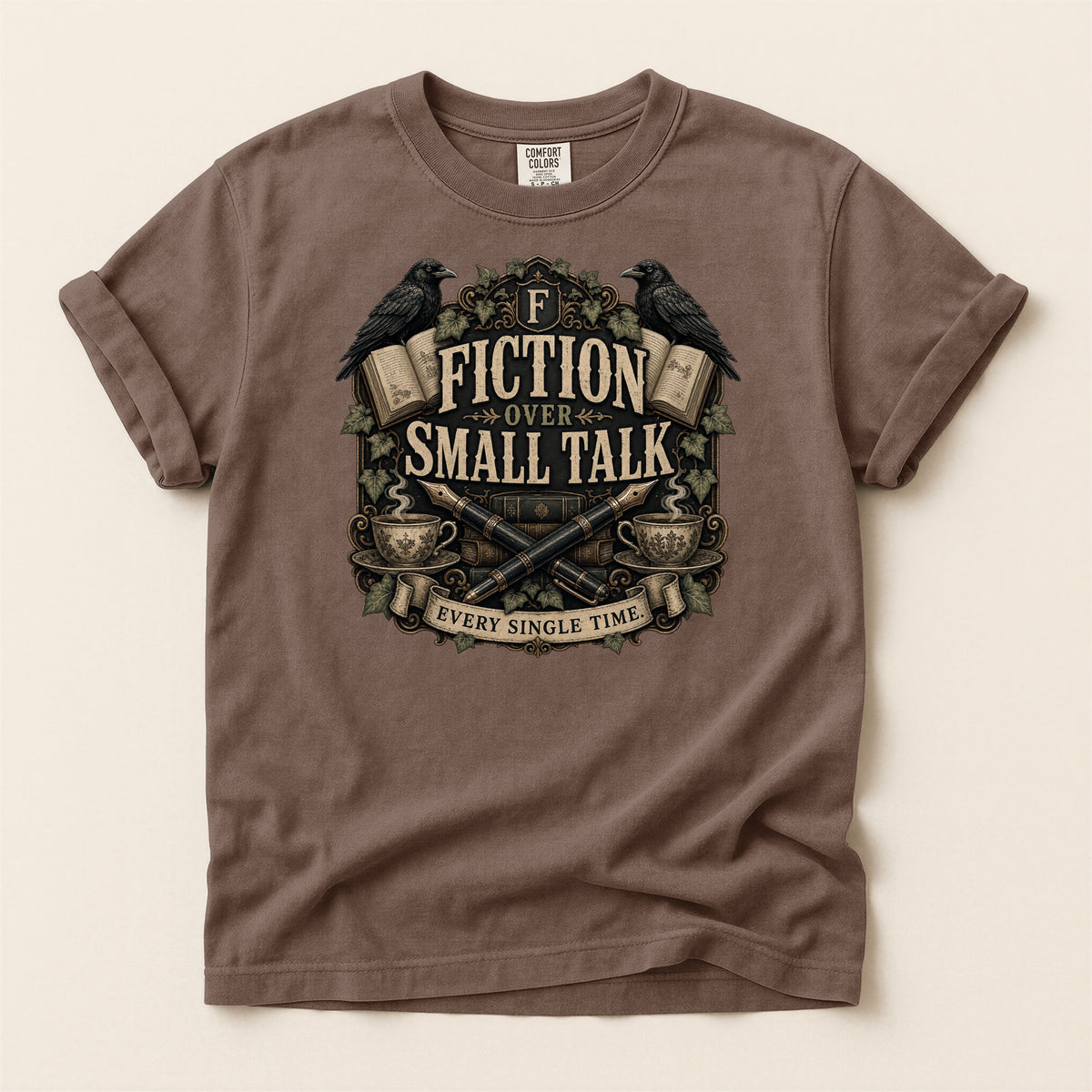 Fiction Over Small Talk — Introvert Dark Academia Tee
