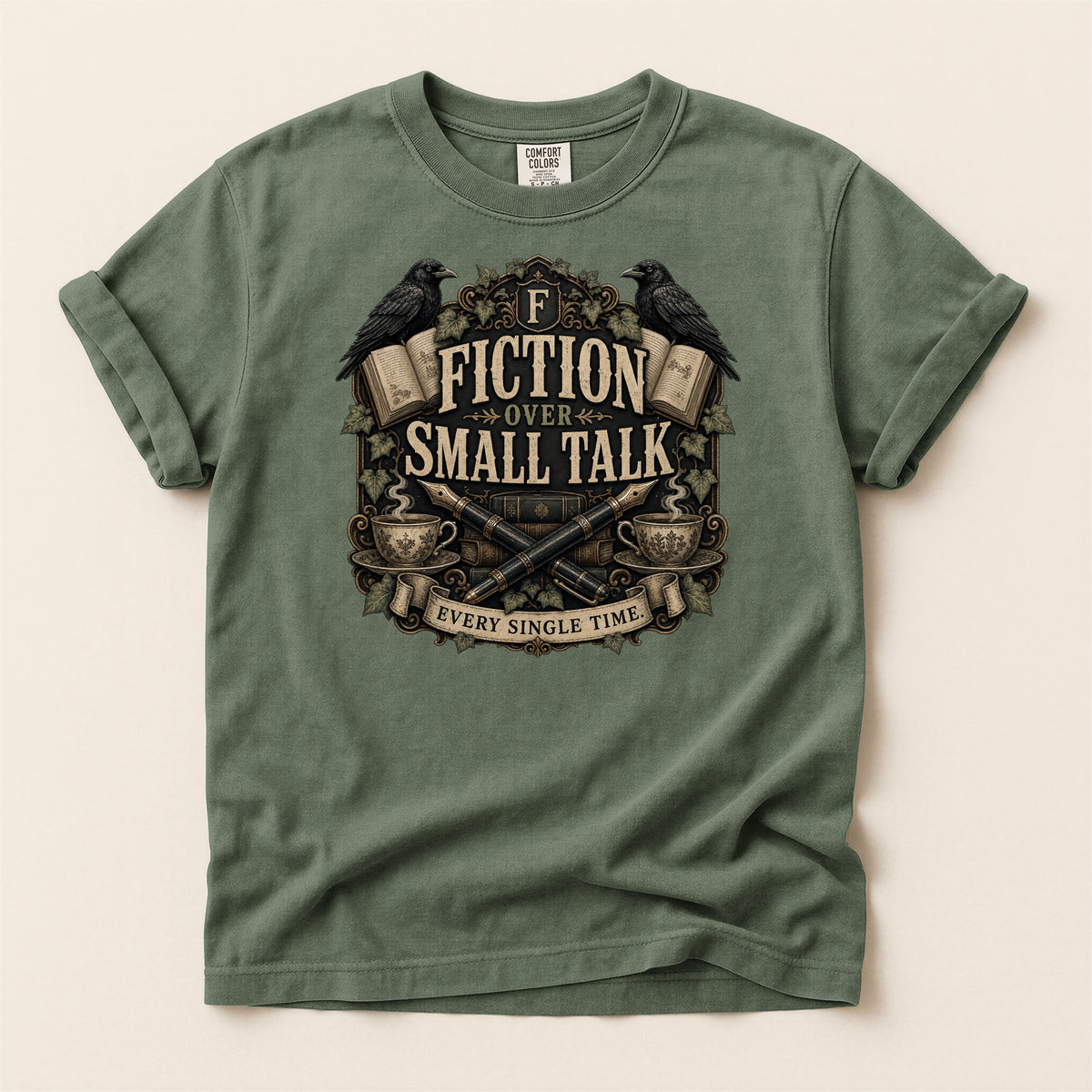 Fiction Over Small Talk — Introvert Dark Academia Tee