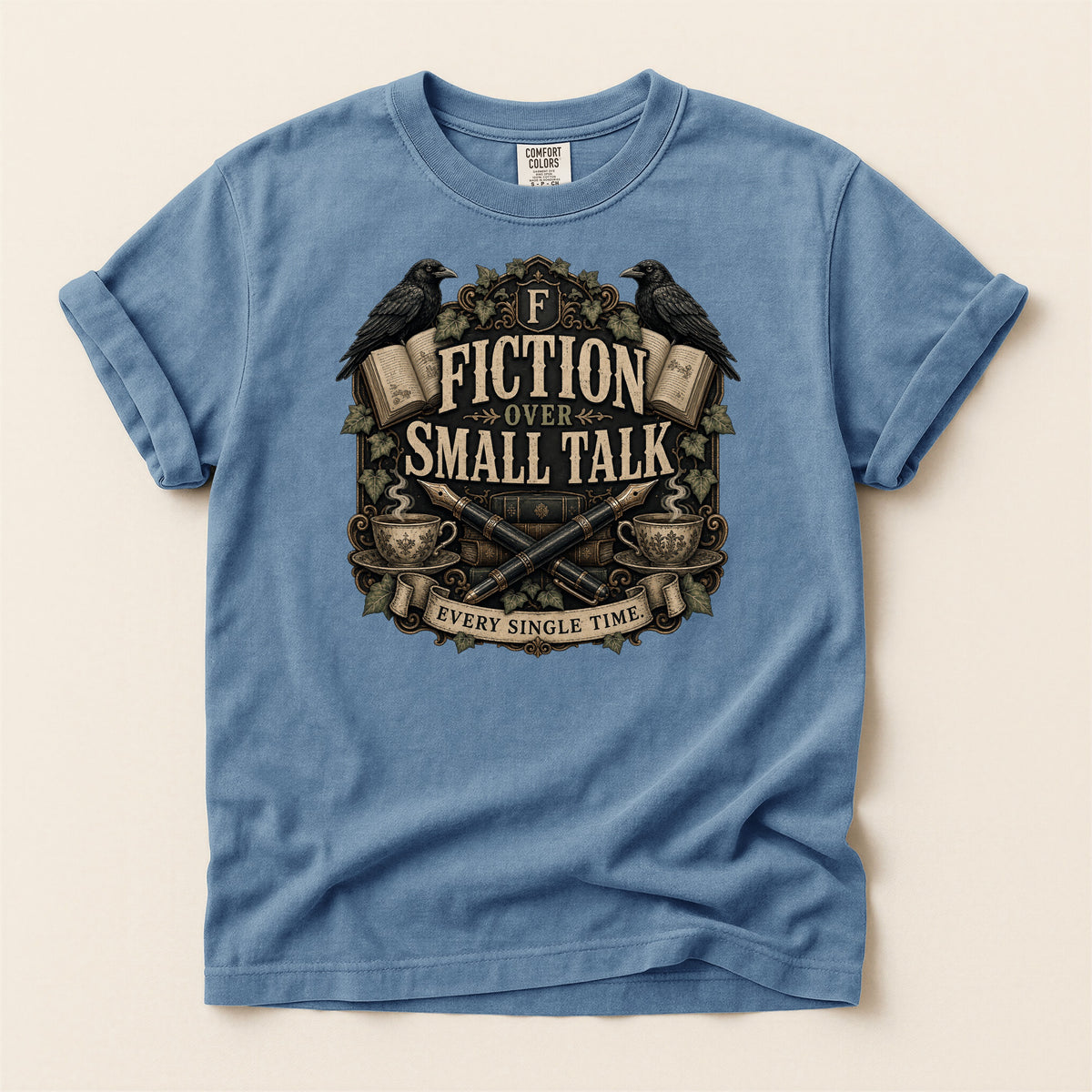 Fiction Over Small Talk — Introvert Dark Academia Tee
