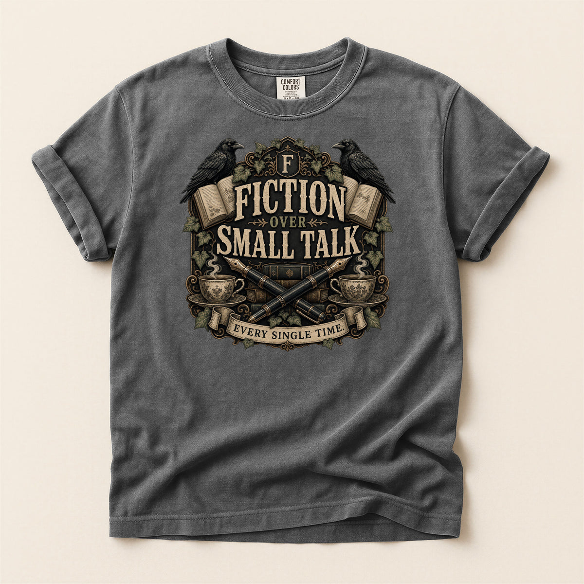 Fiction Over Small Talk — Introvert Dark Academia Tee