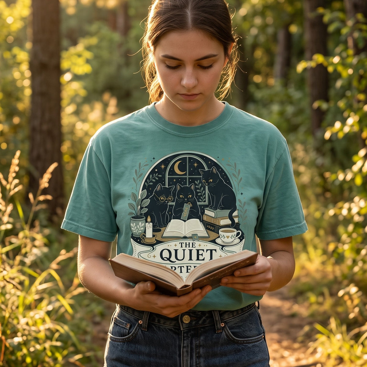 The Quiet Chapter Club — Black Cats Reading Tee