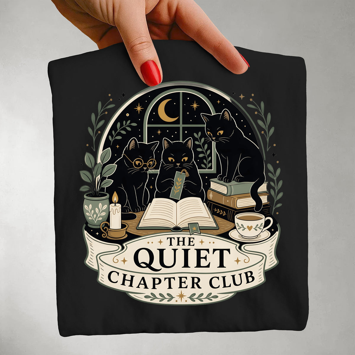 The Quiet Chapter Club — Black Cats Reading Tee