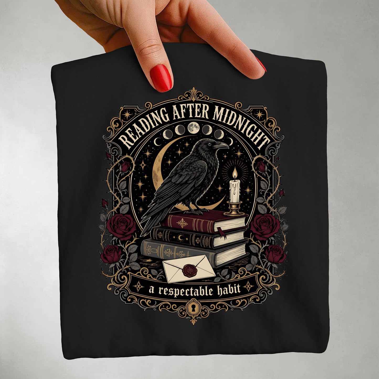 Reading After Midnight — Gothic Dark Academia Tee