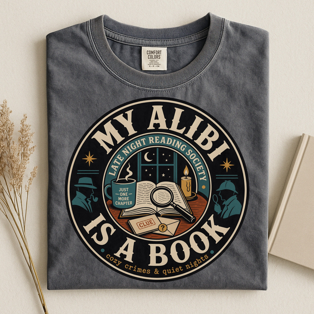 My Alibi Is a Book — Cozy Mystery Tee