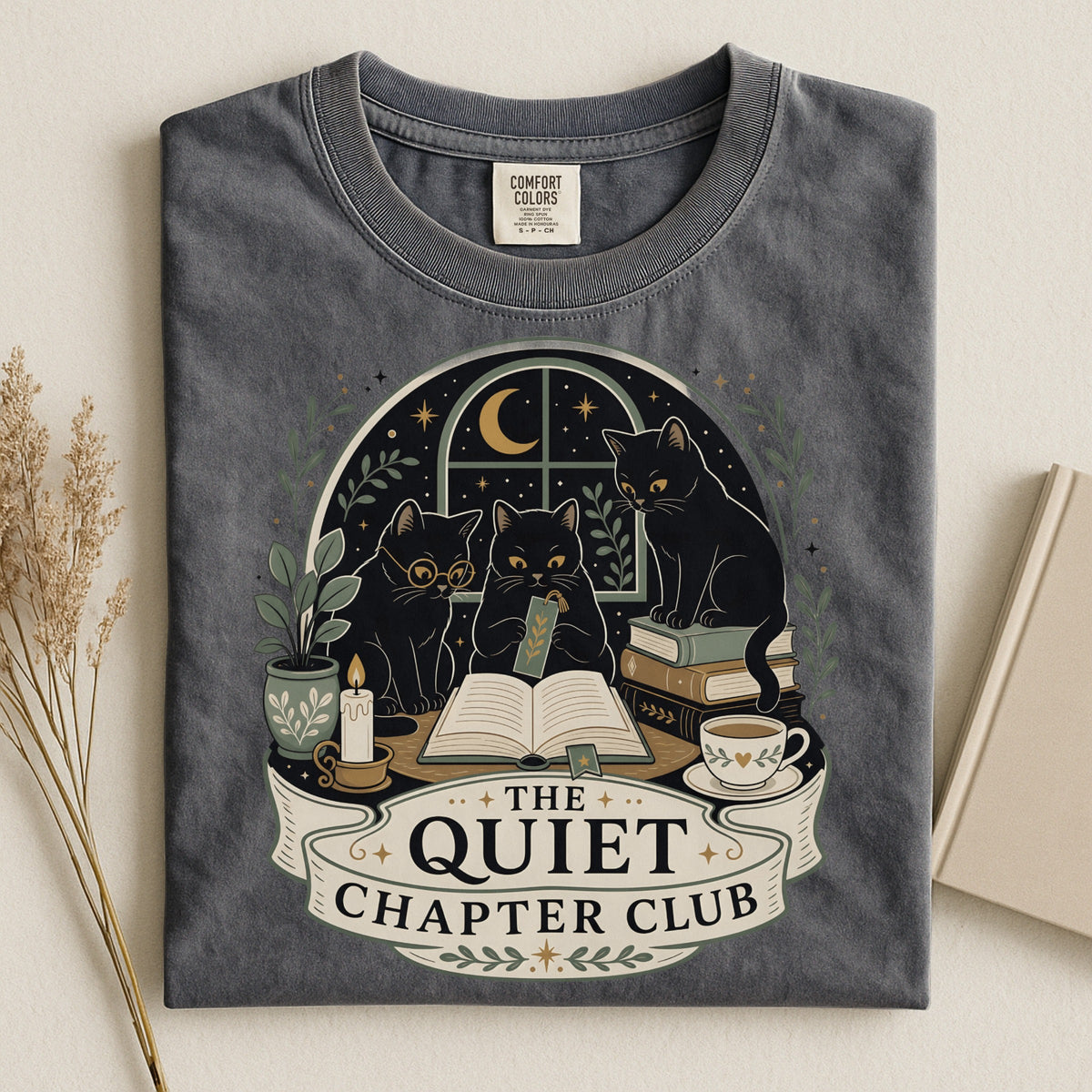 The Quiet Chapter Club — Black Cats Reading Tee