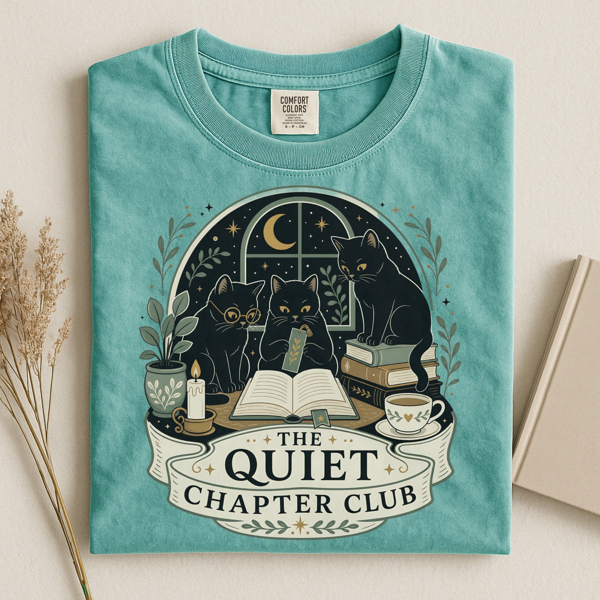 The Quiet Chapter Club — Black Cats Reading Tee