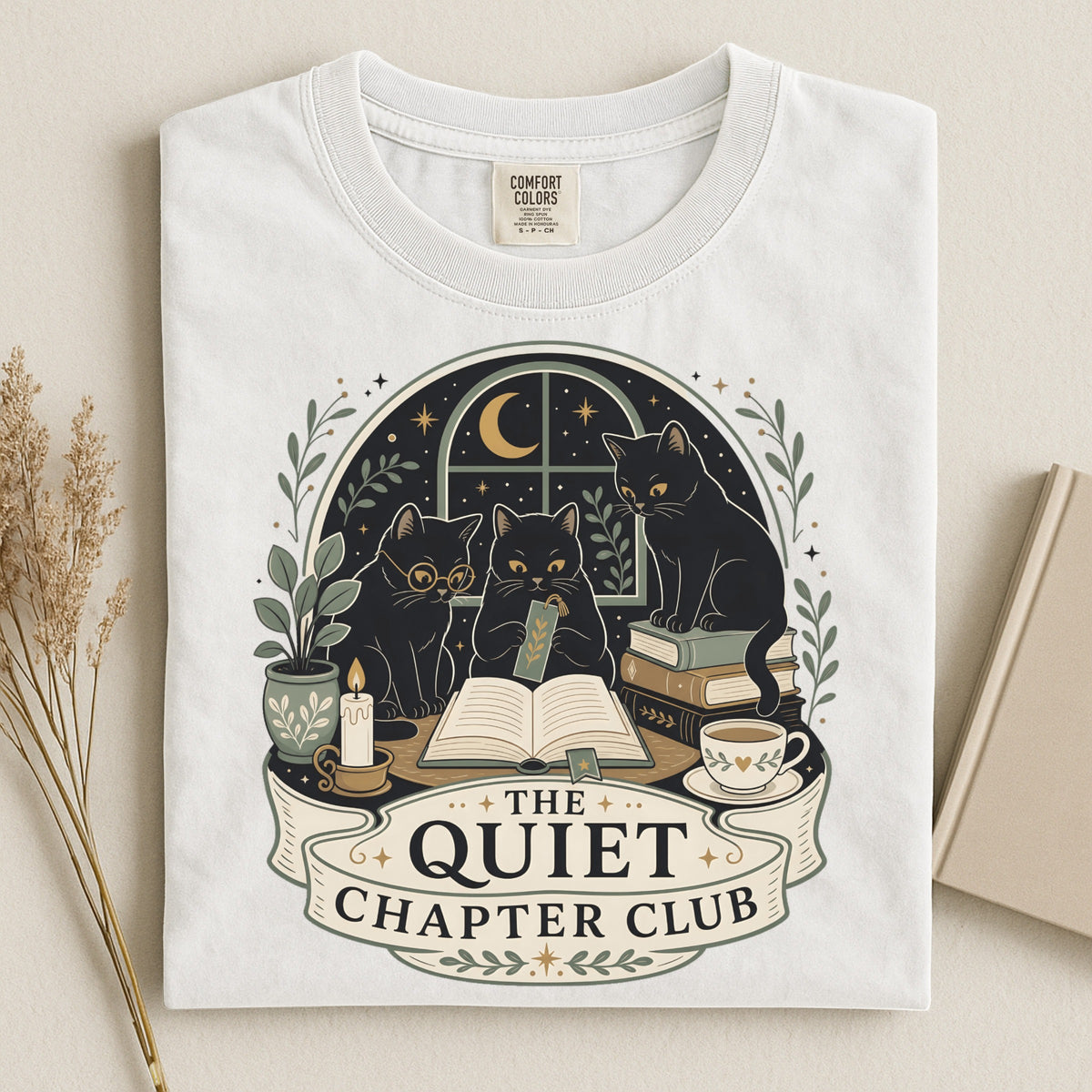 The Quiet Chapter Club — Black Cats Reading Tee