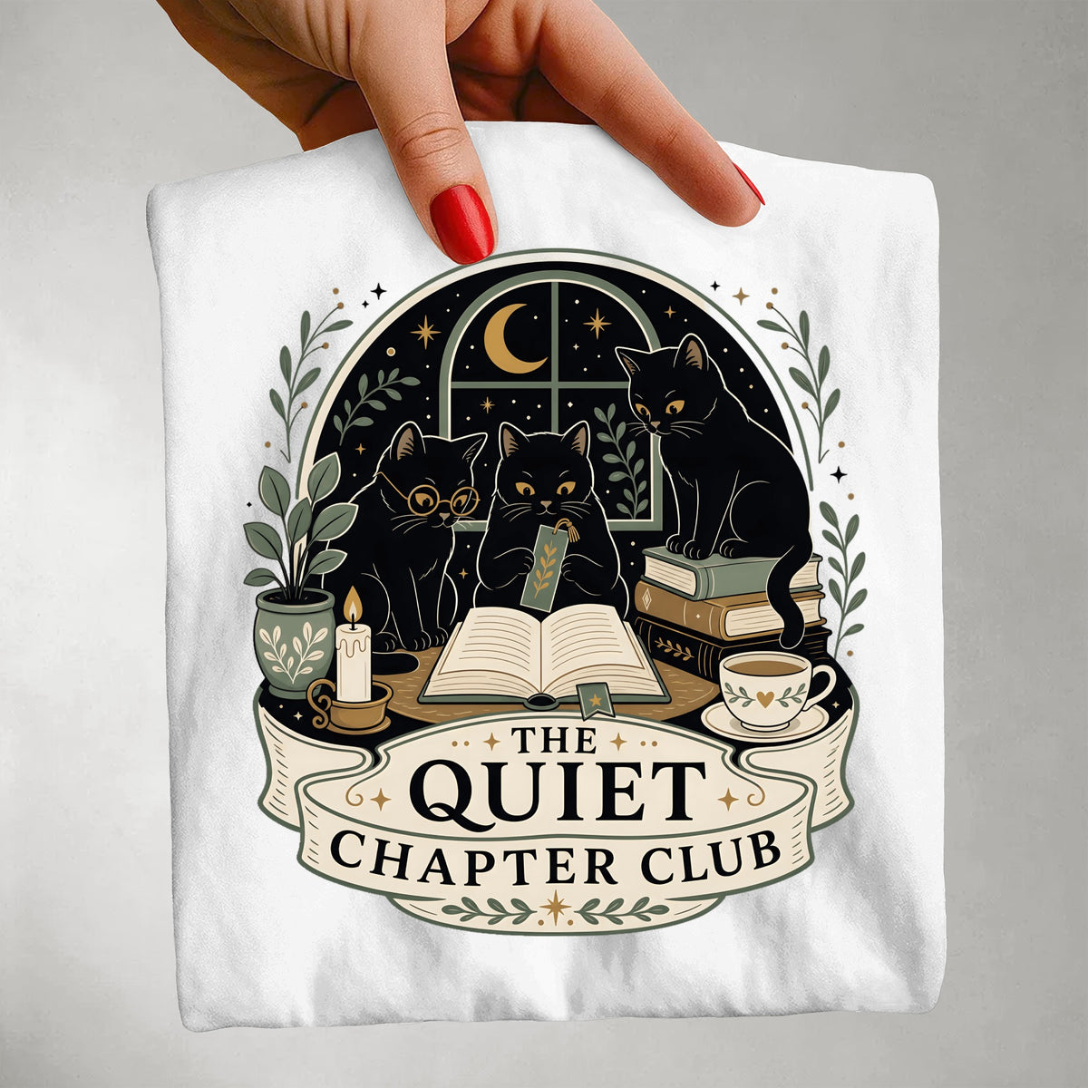 The Quiet Chapter Club — Black Cats Reading Tee