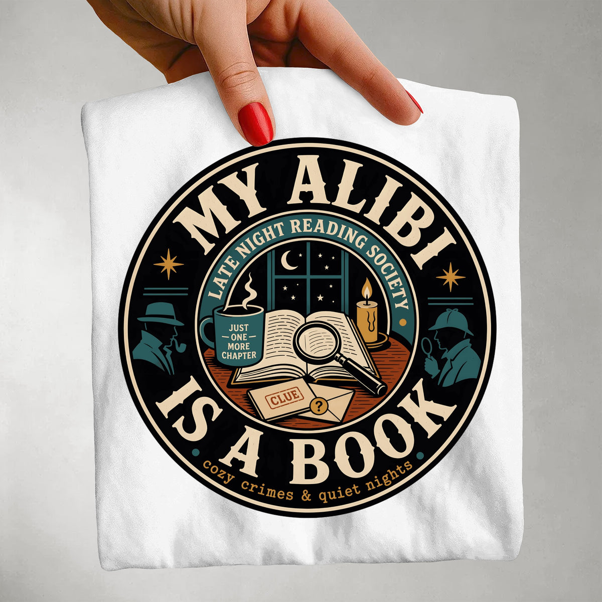 My Alibi Is a Book — Cozy Mystery Tee