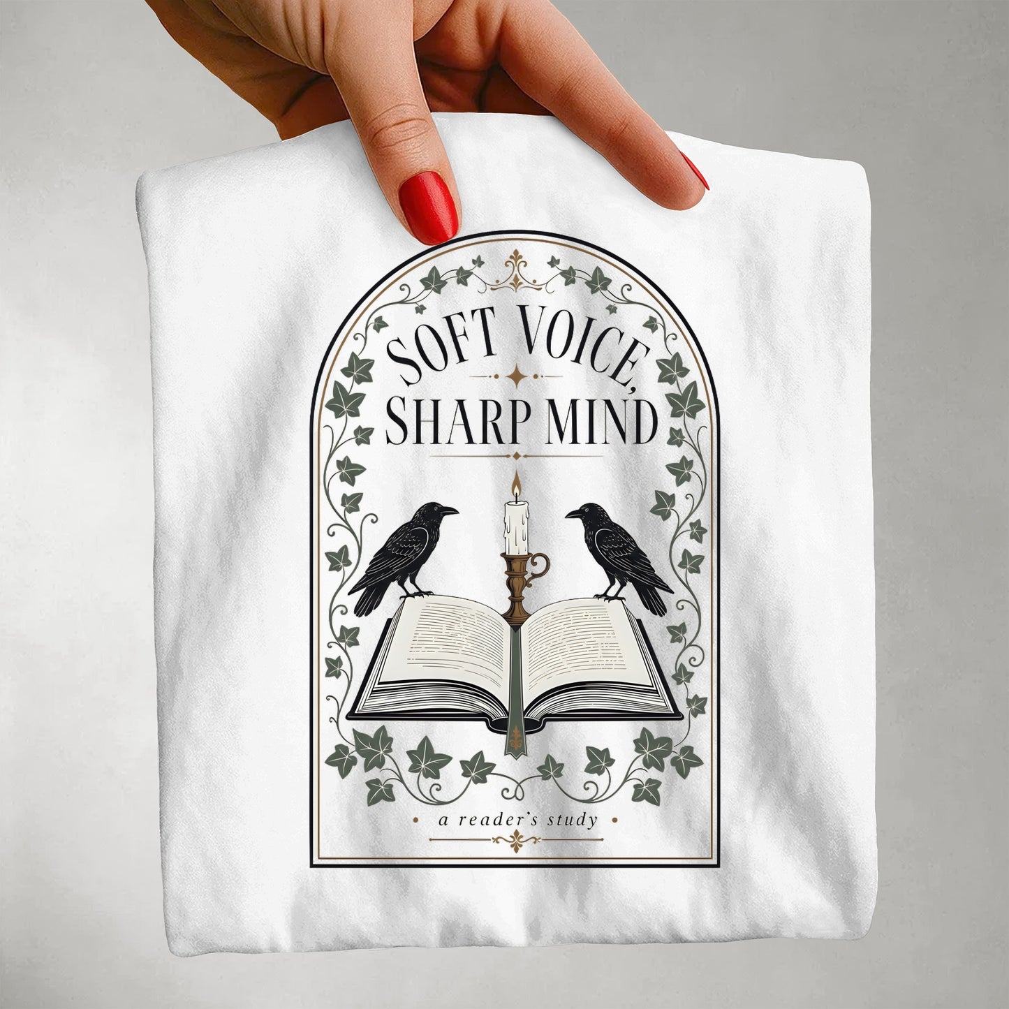 Soft Voice, Sharp Mind — Literary Woman Tee
