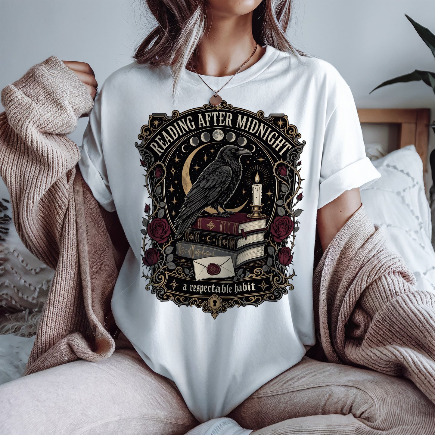 Reading After Midnight — Gothic Dark Academia Tee