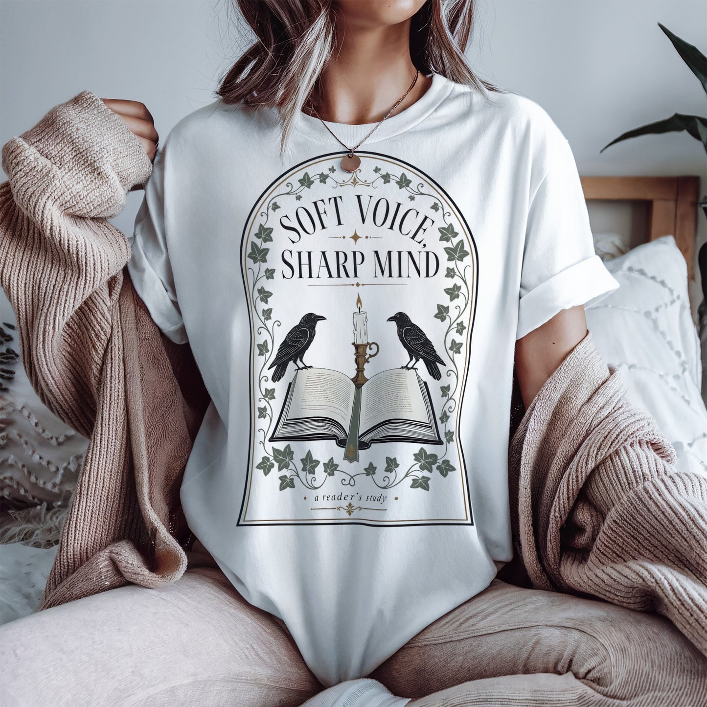 Soft Voice, Sharp Mind — Literary Woman Tee