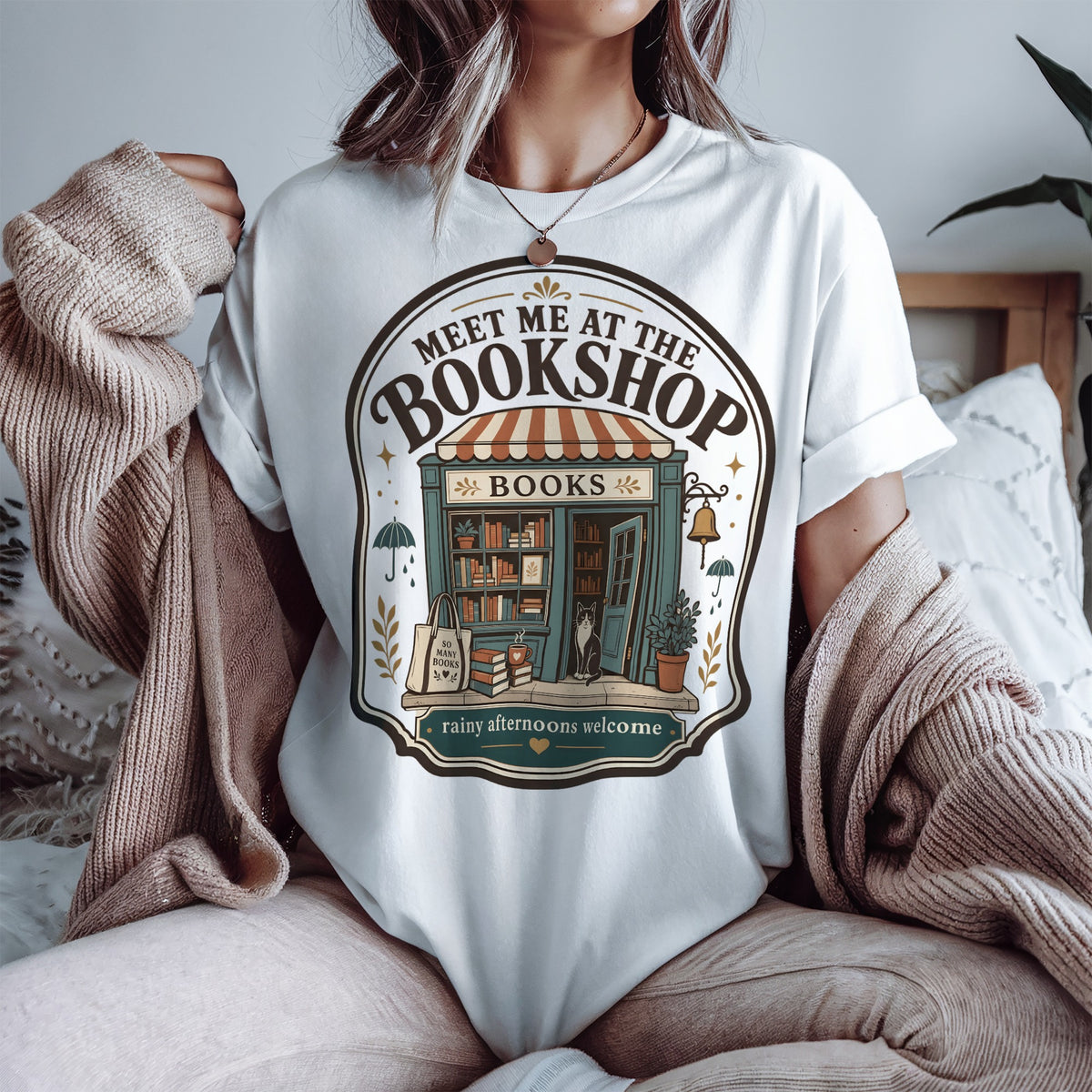 Meet Me at the Bookshop — Cozy Bookstore Tee