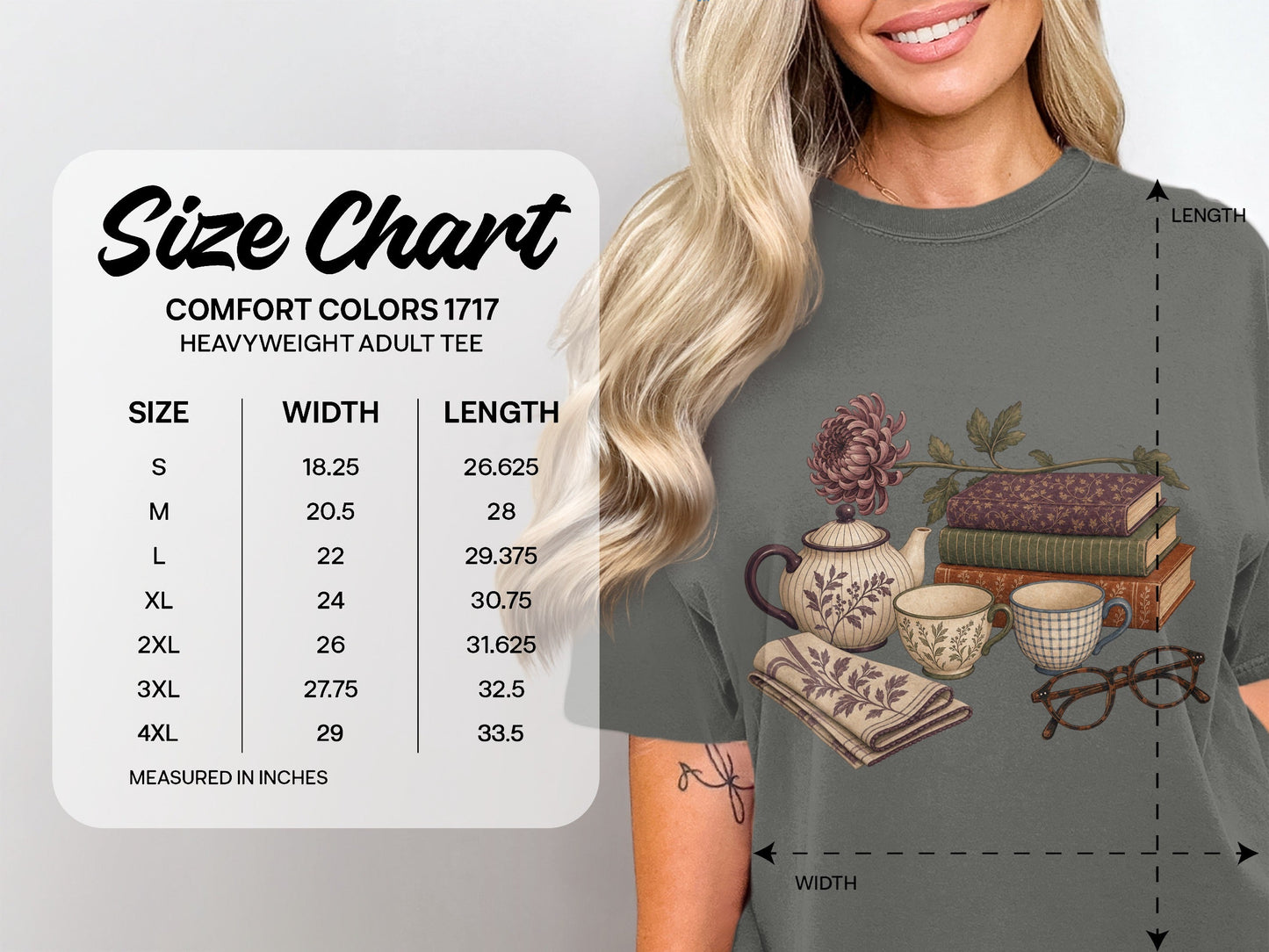 Afternoon Tea and Books size chart
