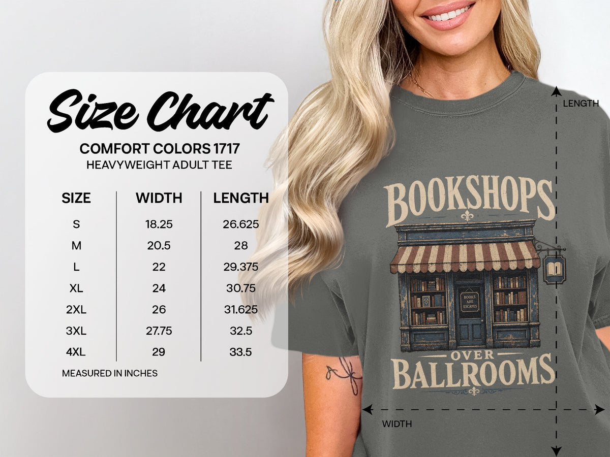 Bookshops Over Ballrooms size chart