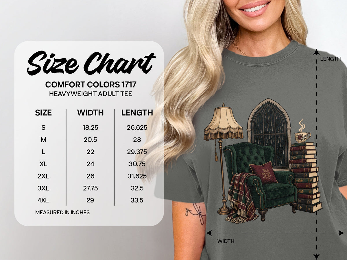 Dark Academia Reading Chair size chart
