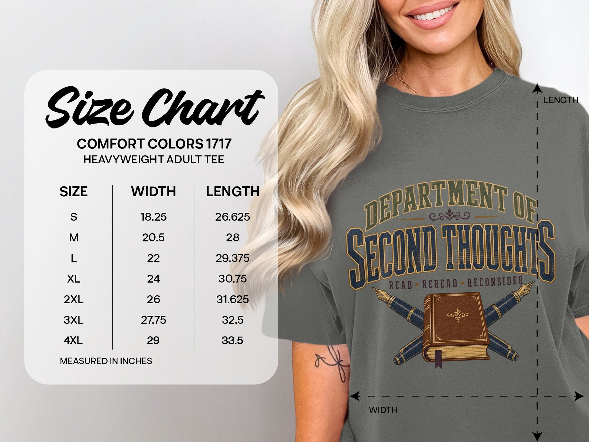 Department of Second Thoughts size chart