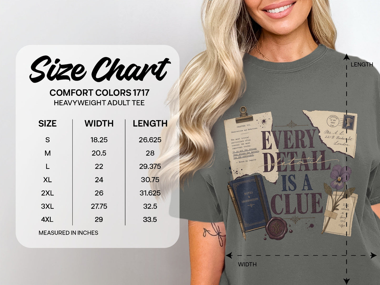 Every Detail Is a Clue size chart
