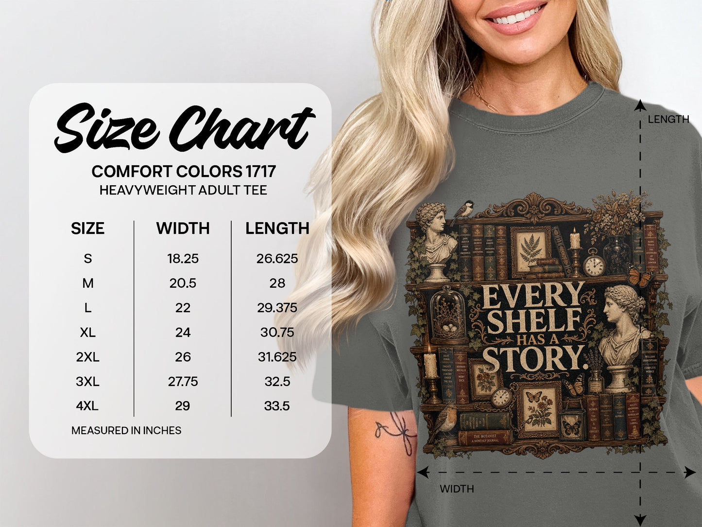 Every Shelf Has a Story size chart