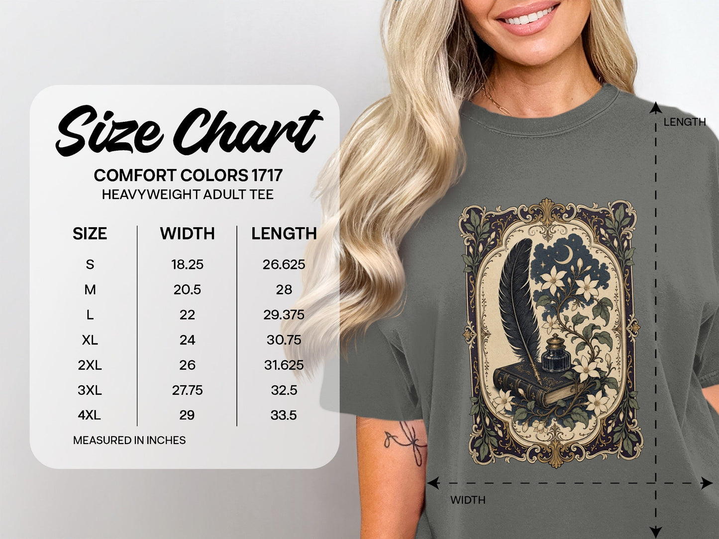 Feather & Wildflowers size chart