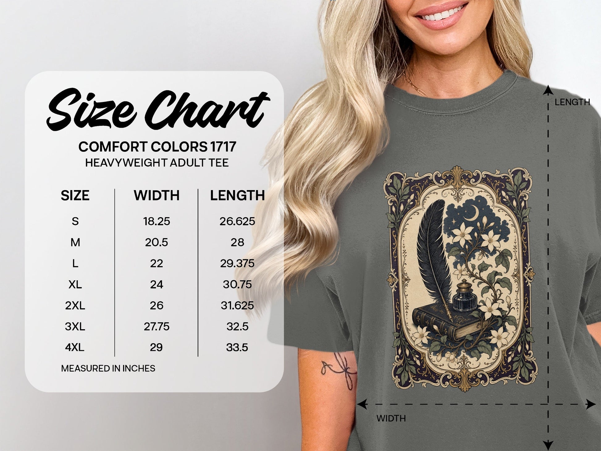 Feather & Wildflowers size chart