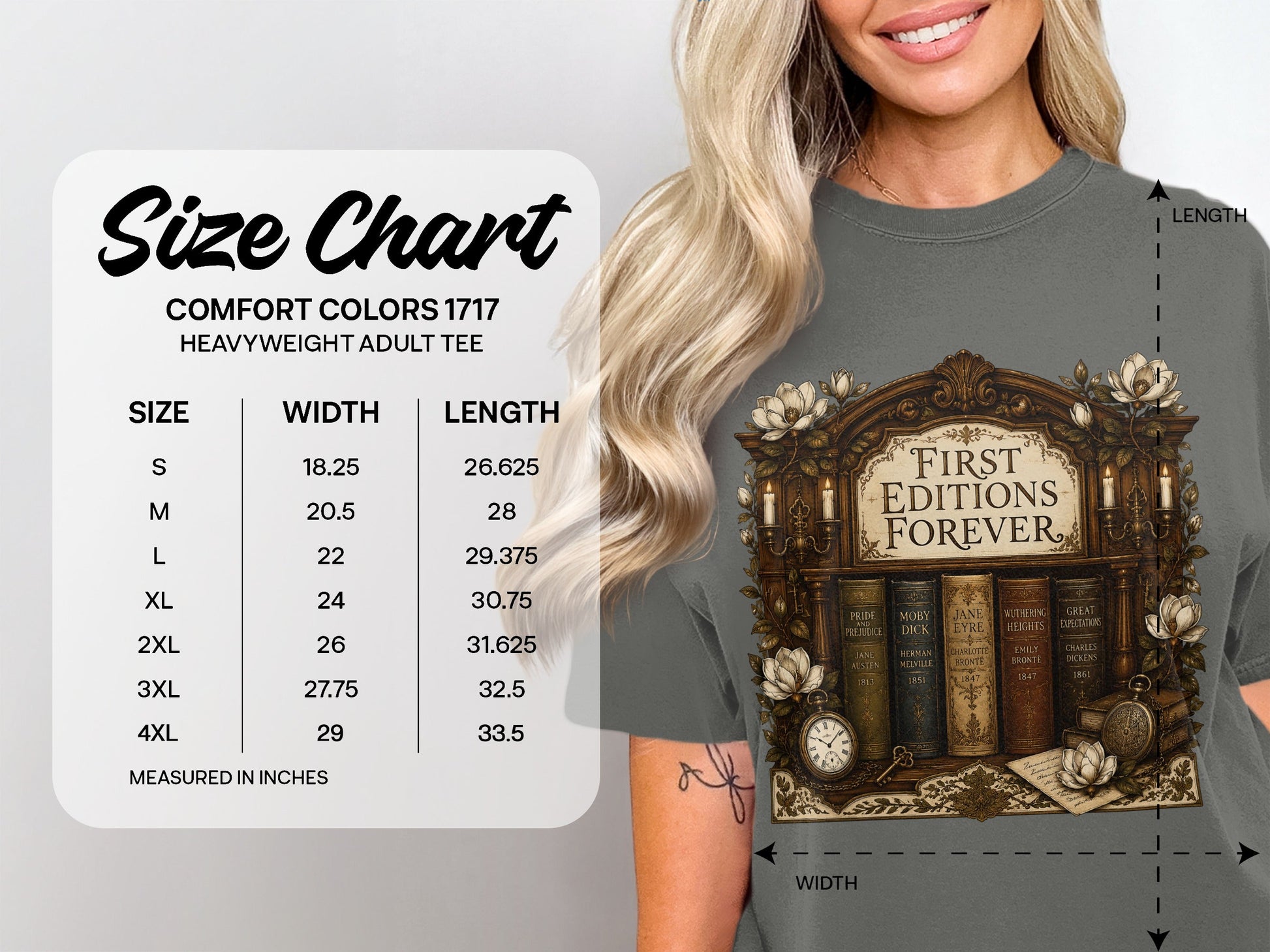 First Editions Forever size chart