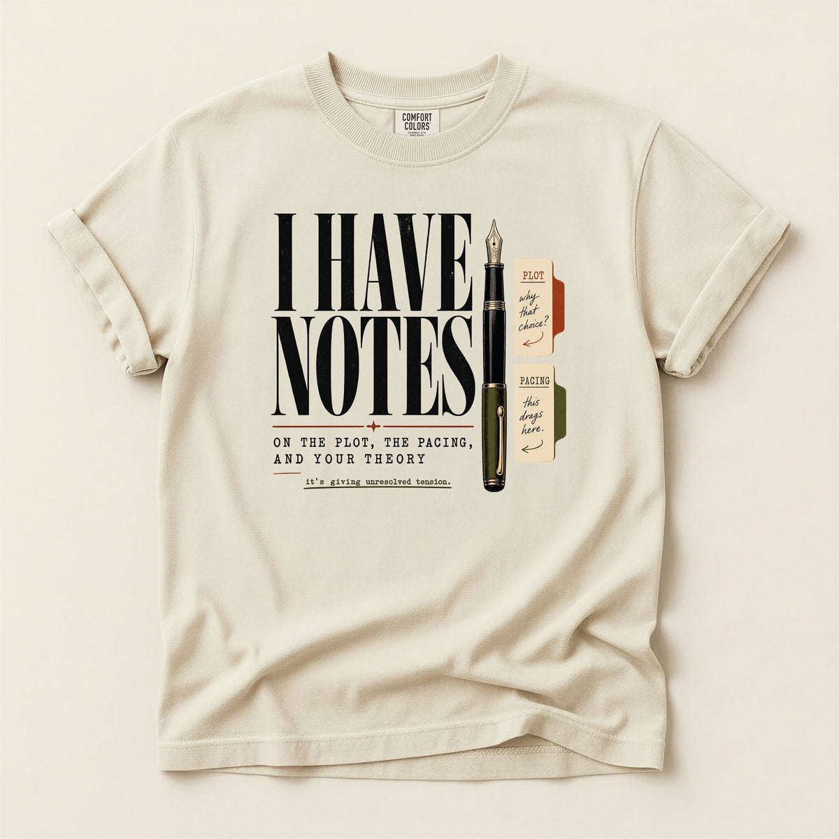 Shelf Love Studio I Have Notes t-shirt in Ivory, flat