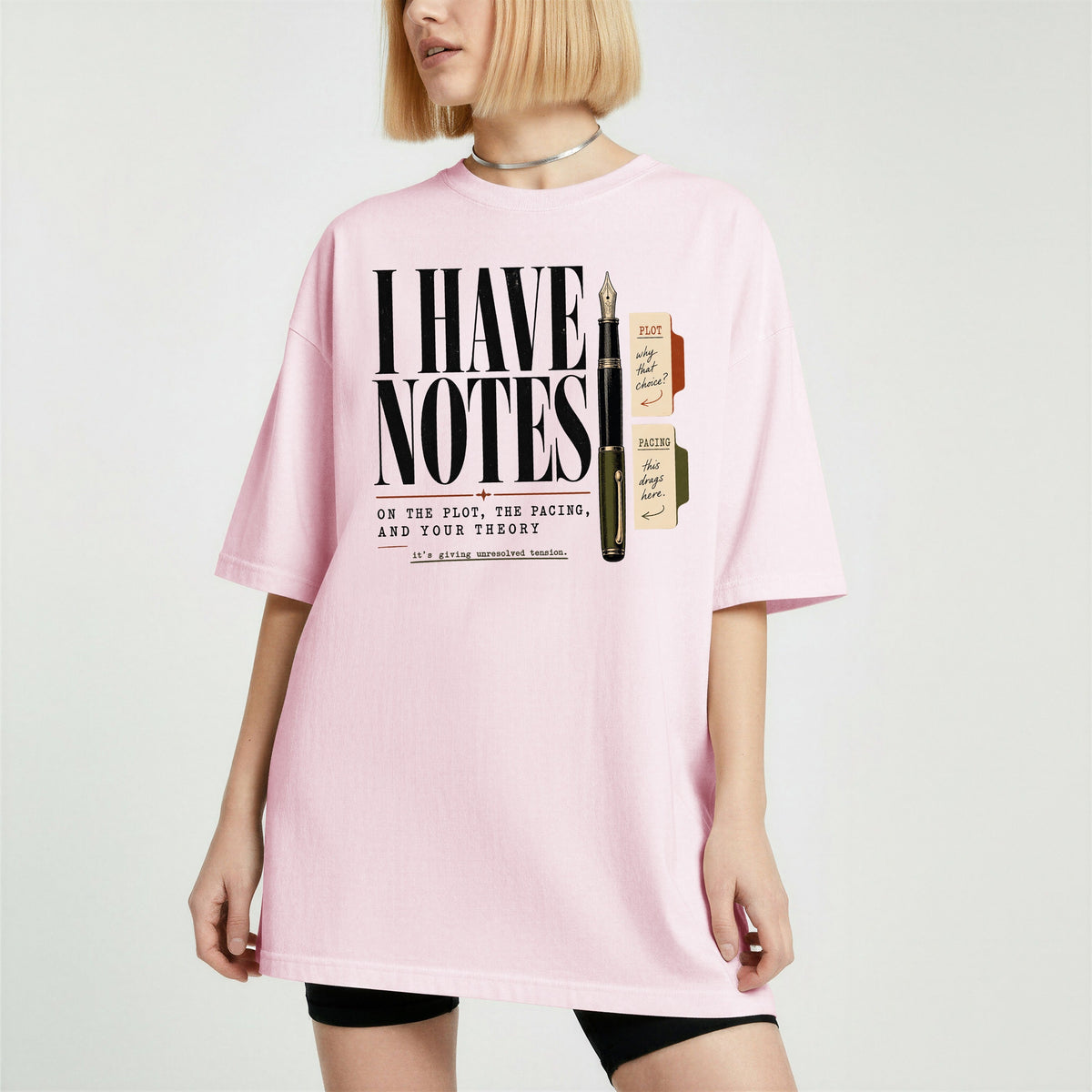 Shelf Love Studio I Have Notes t-shirt in Blossom, worn