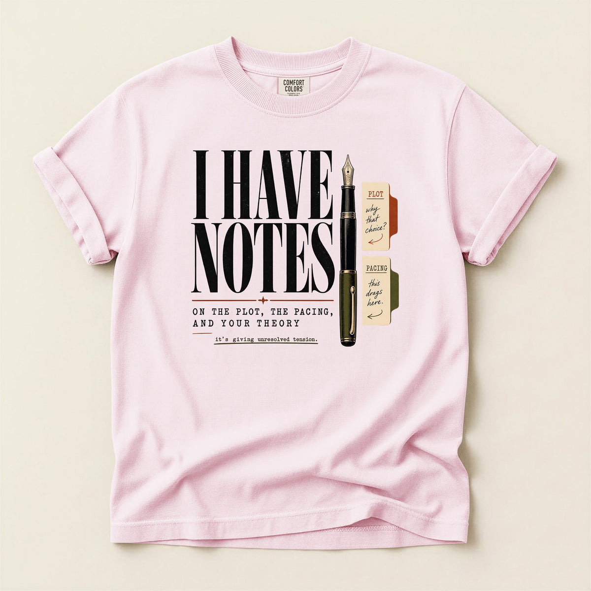 Shelf Love Studio I Have Notes t-shirt in Blossom, flat