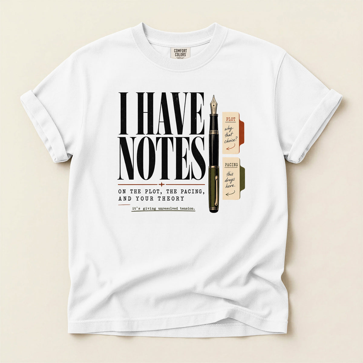 Shelf Love Studio I Have Notes t-shirt in White, flat