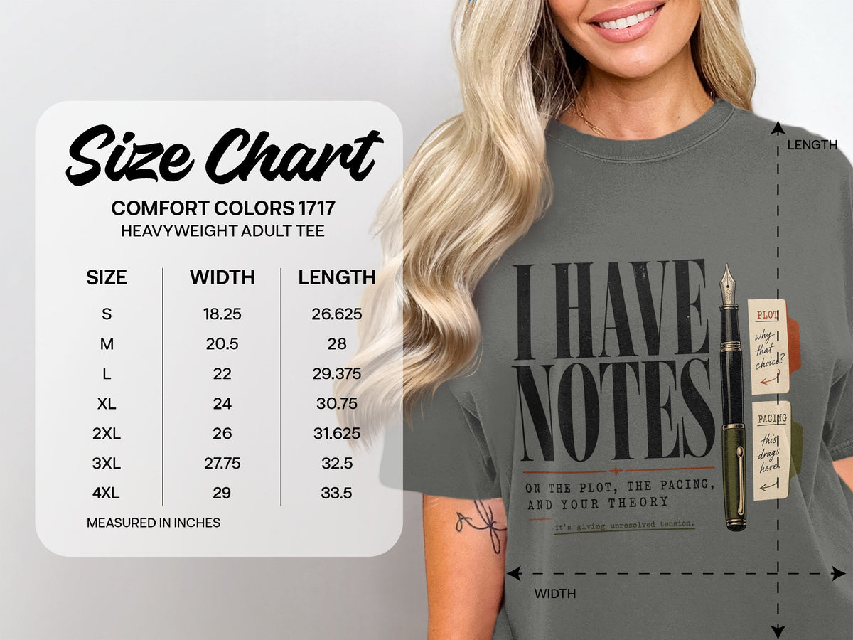 I Have Notes size chart