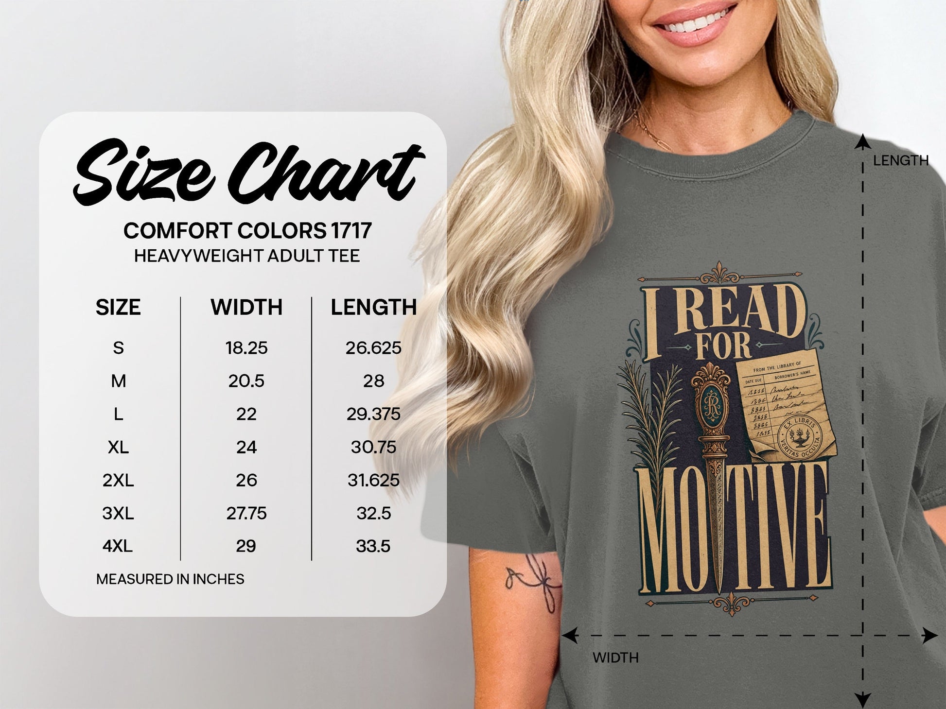 I Read for Motive size chart