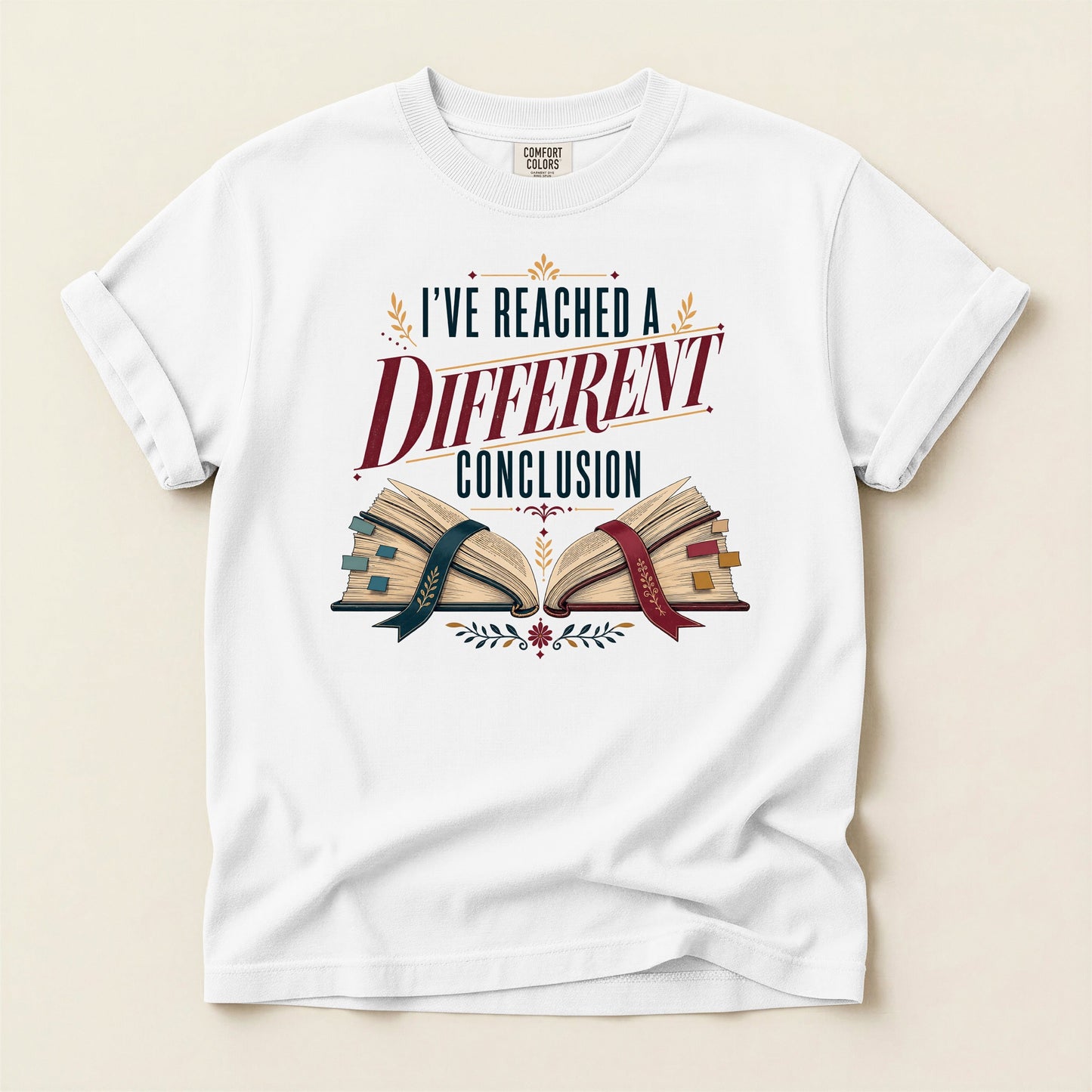 I've Reached a Different Conclusion bookish tee in White, full flat