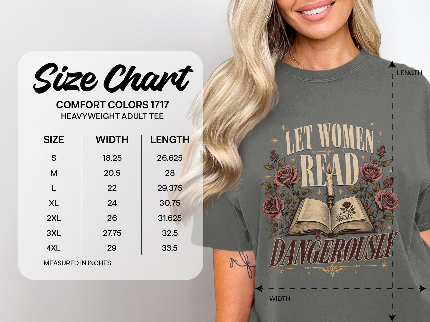 Let Women Read Dangerously size chart