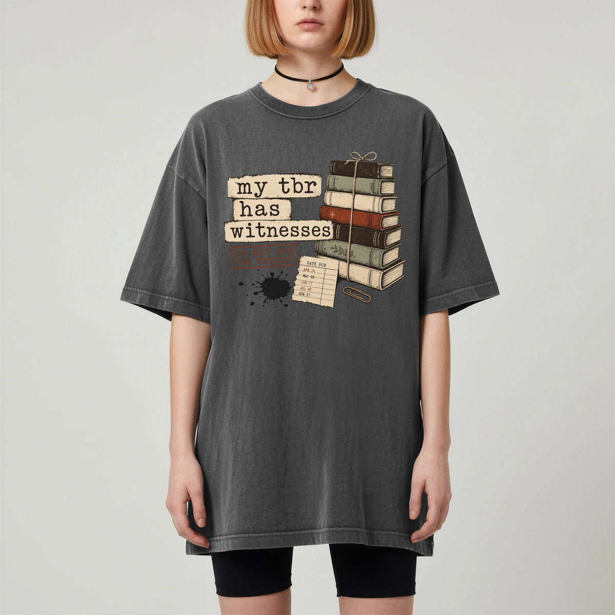 Shelf Love Studio My TBR Has Witnesses t-shirt in Pepper, worn