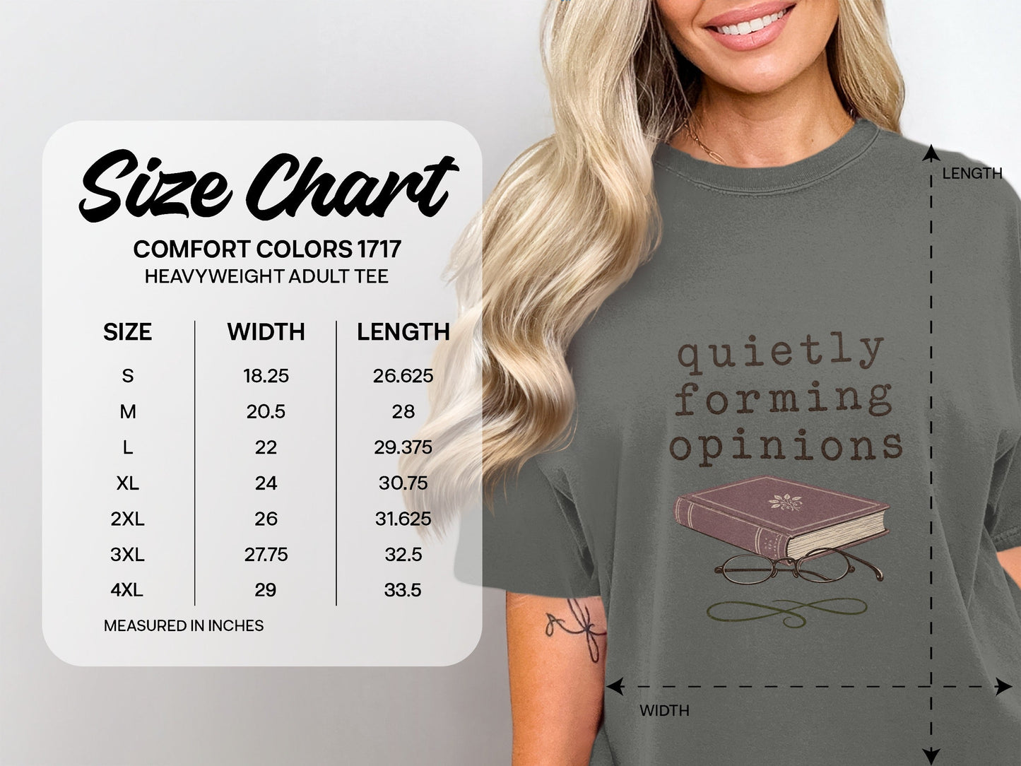 Quietly Forming Opinions size chart