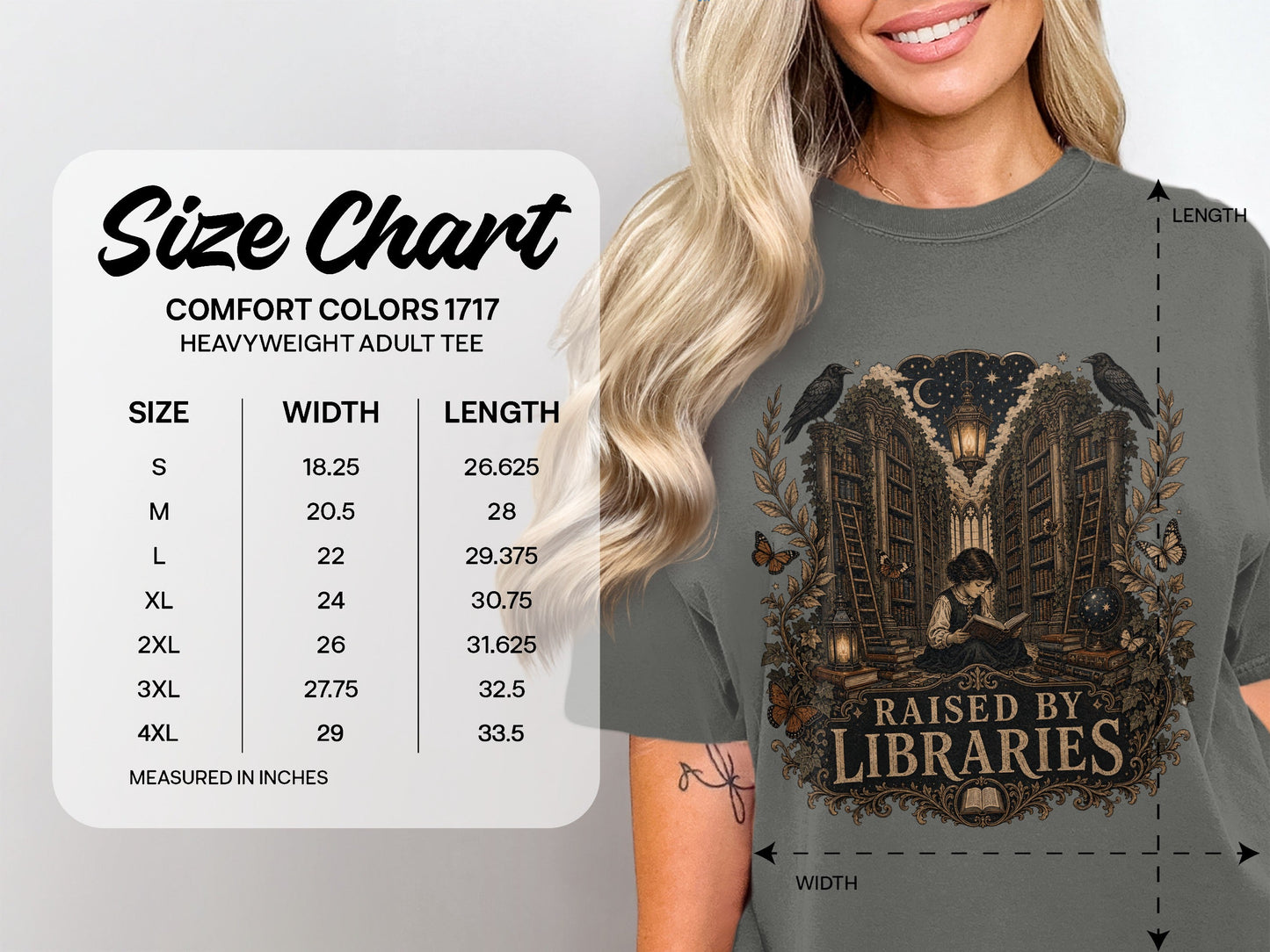 Raised by Libraries size chart