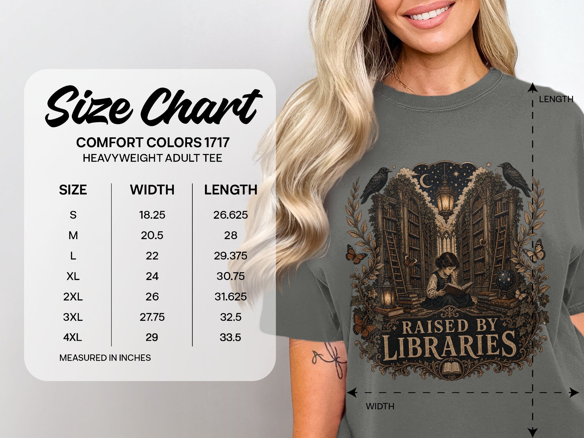 Raised by Libraries size chart