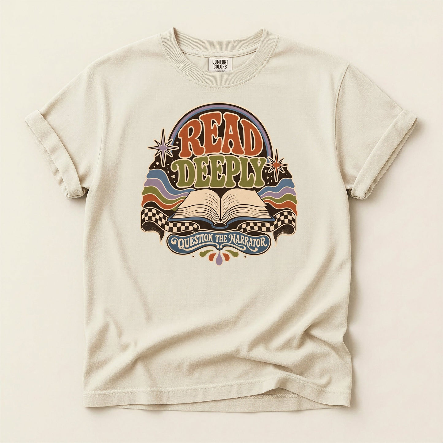 Read Deeply bookish tee in Ivory, full flat