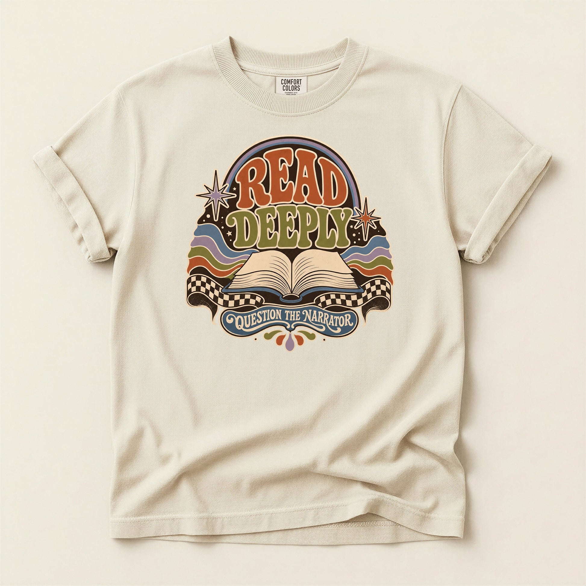 Read Deeply bookish tee in Ivory, full flat