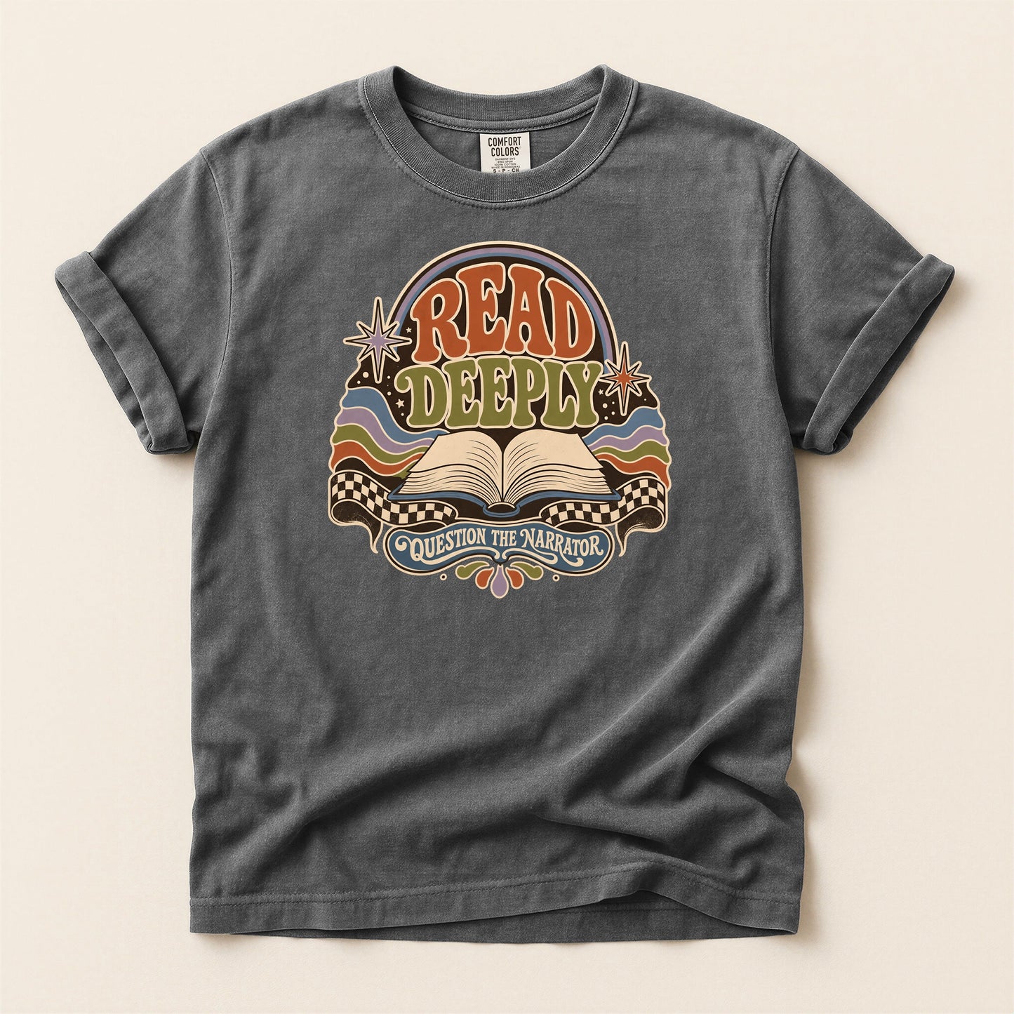 Read Deeply bookish tee in Pepper, full flat