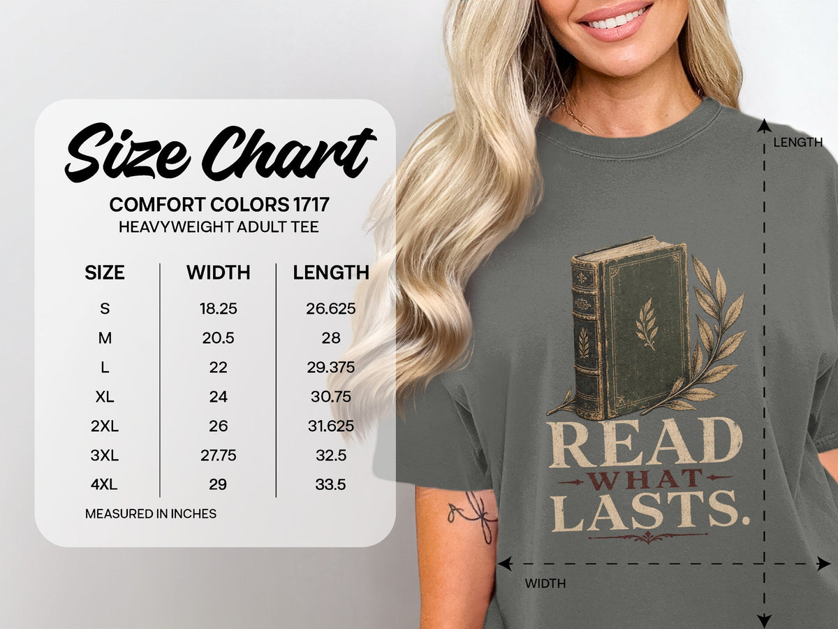 Read What Lasts size chart