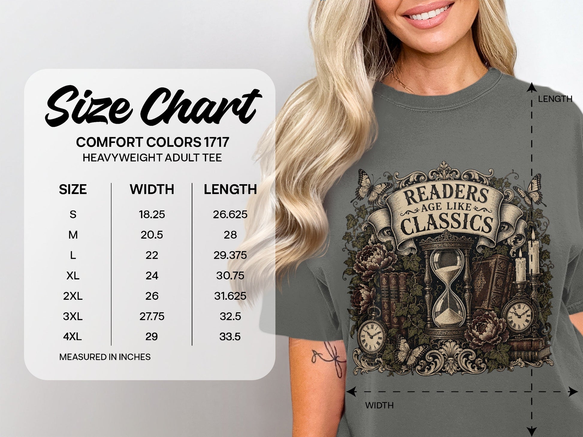 Readers Age Like Classics size chart