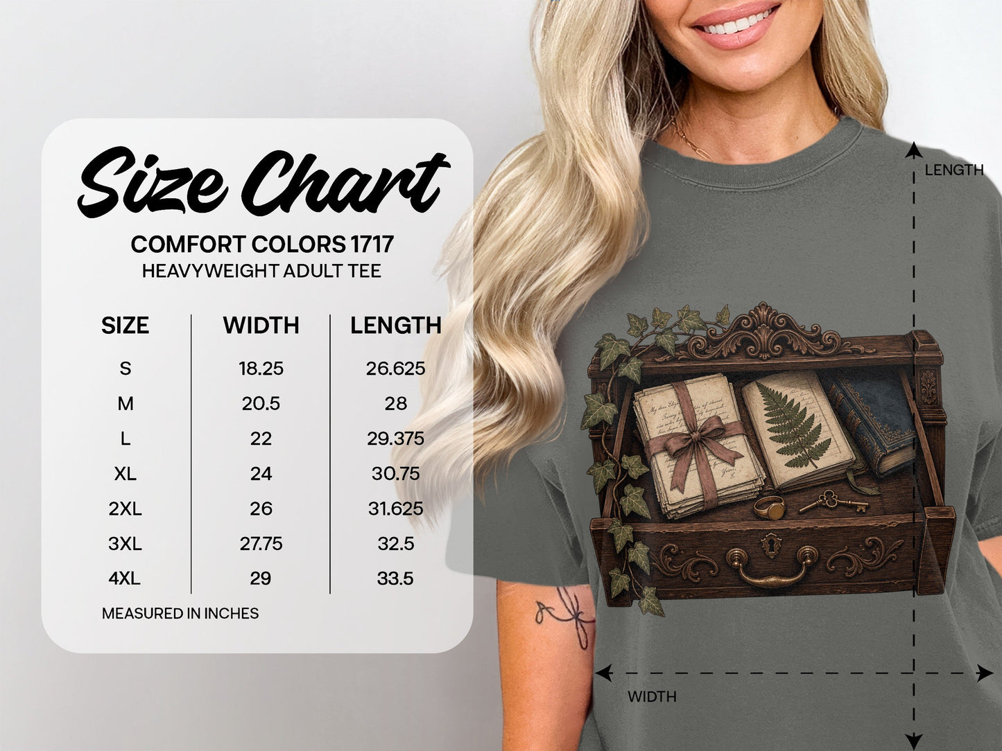 Reader's Keepsake Drawer size chart