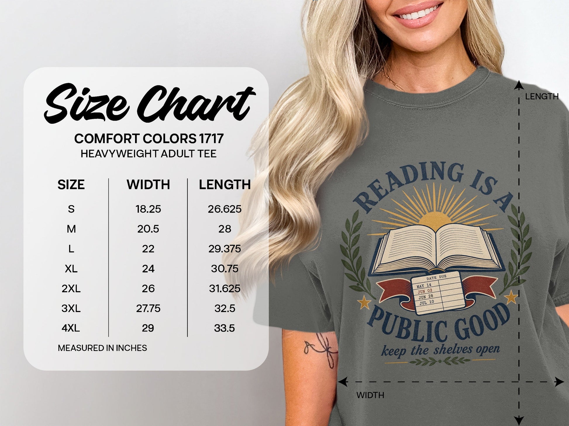 Reading Is a Public Good size chart