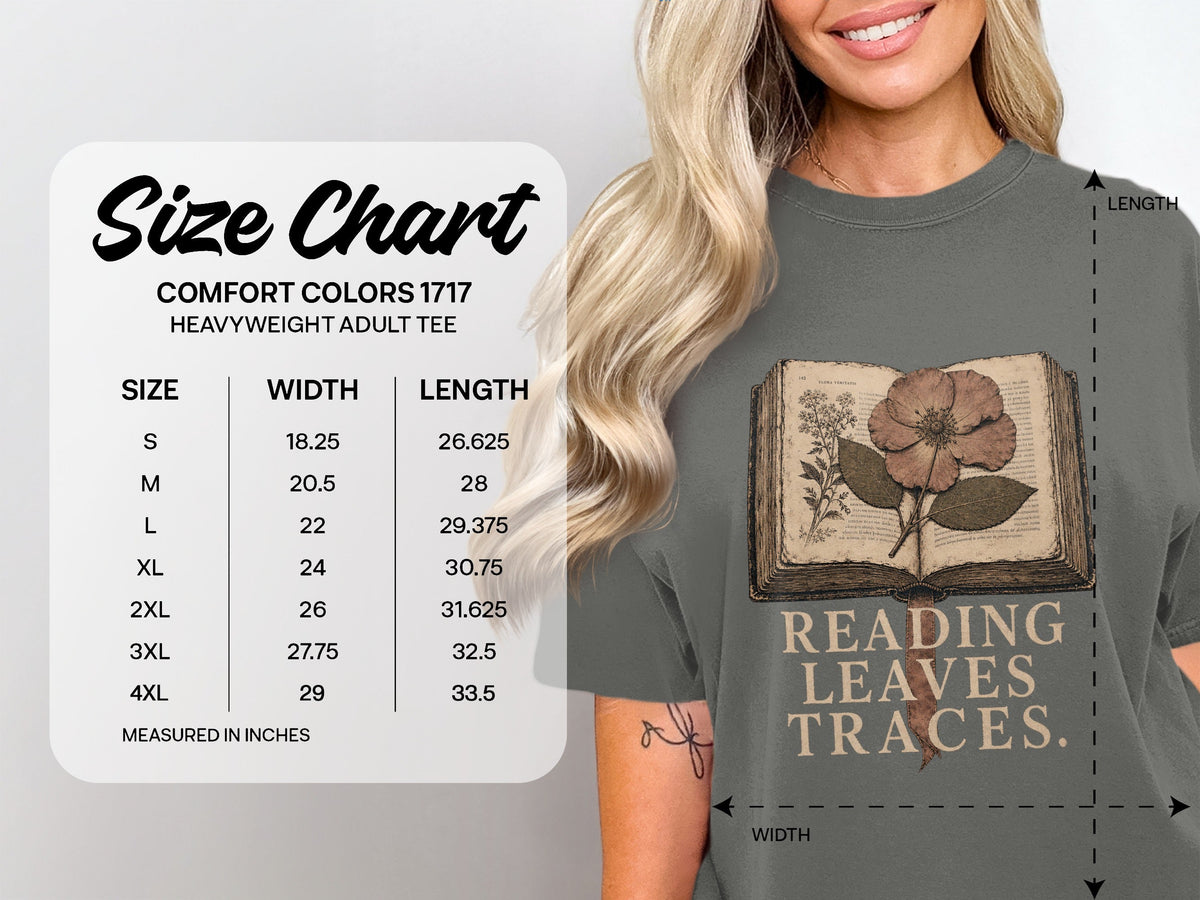 Reading Leaves Traces size chart