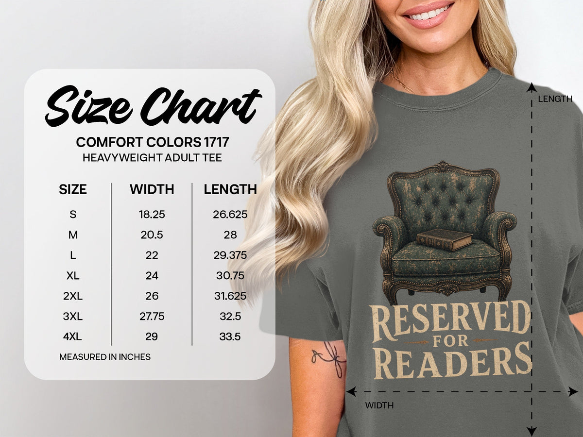 Reserved for Readers size chart