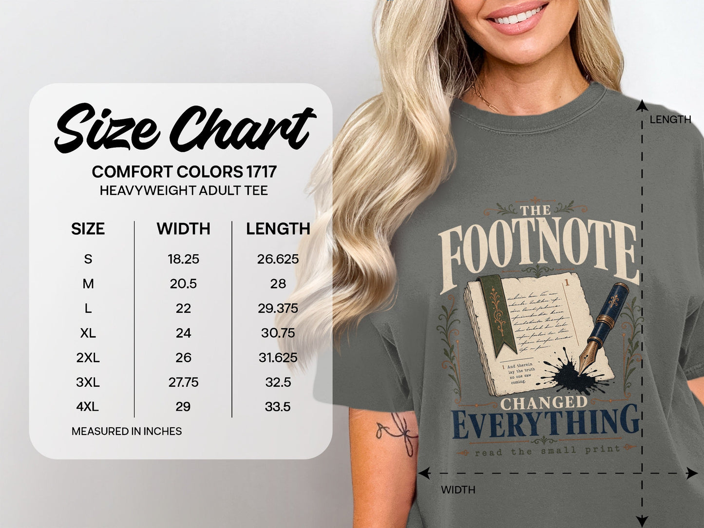 The Footnote Changed Everything size chart