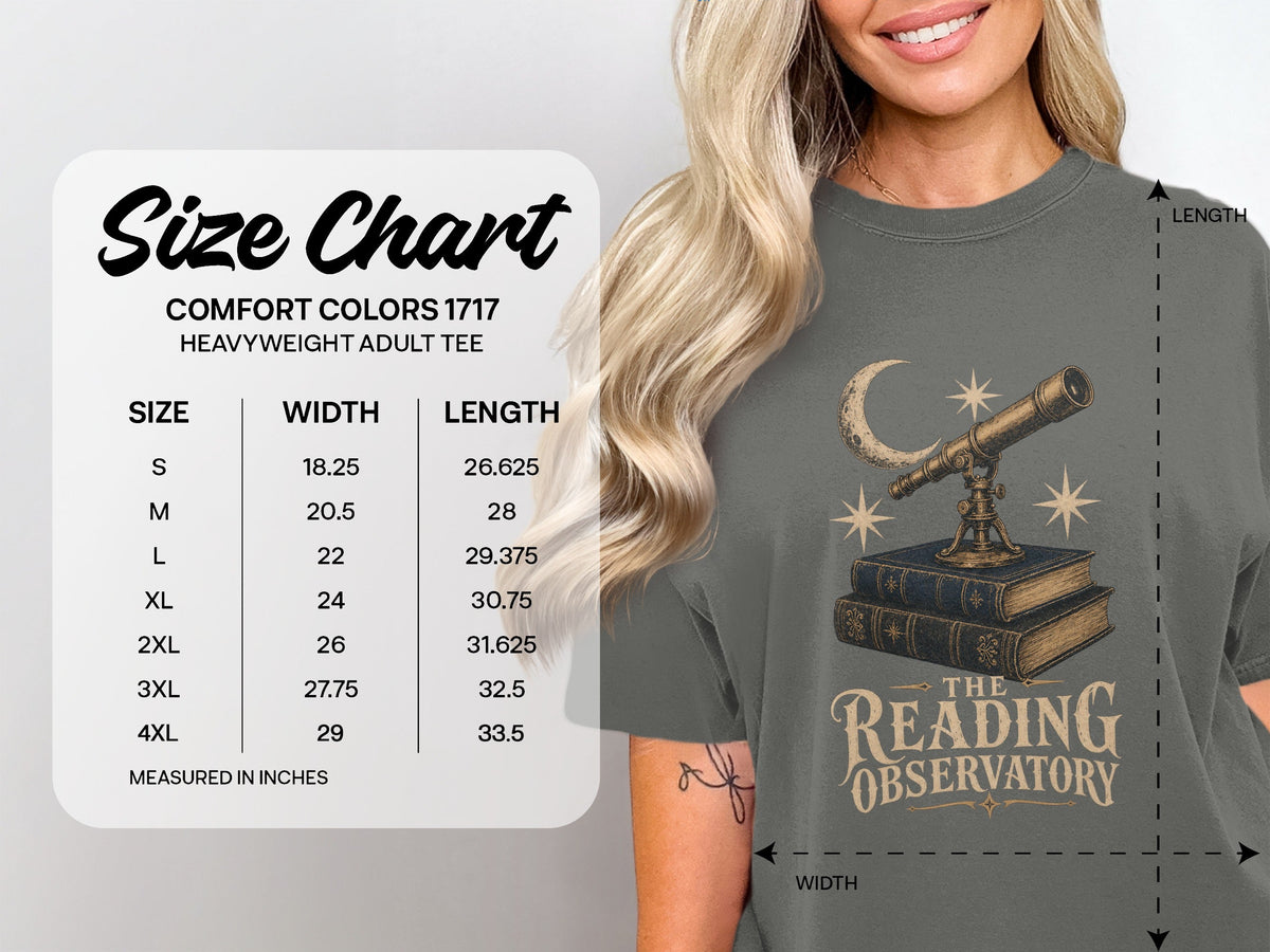 The Reading Observatory size chart